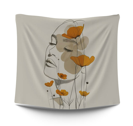 Girl Flower Grey neutral abstract art typistry