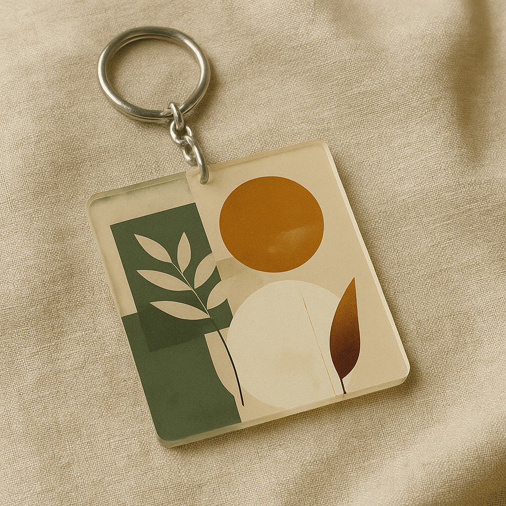 Flowers neutral abstract art Keychains