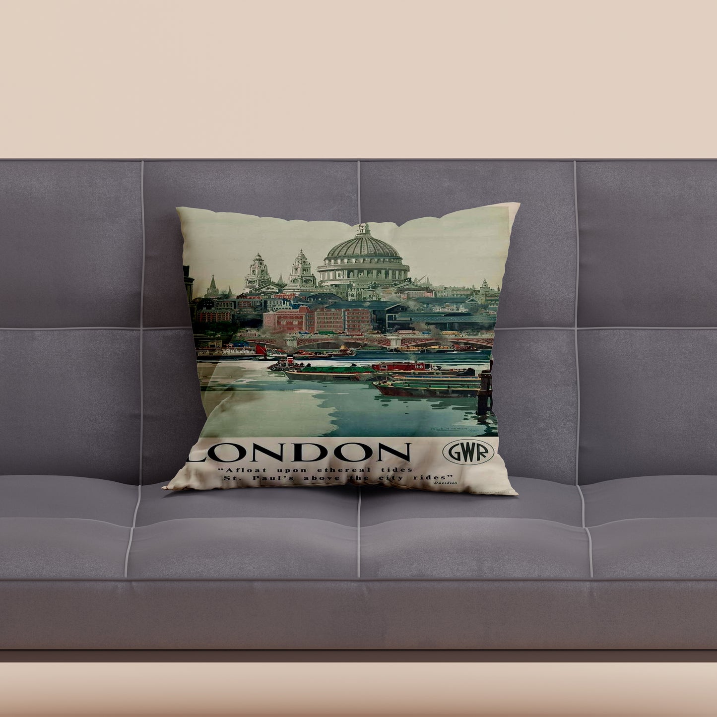 London Travel Velvet Cushion
