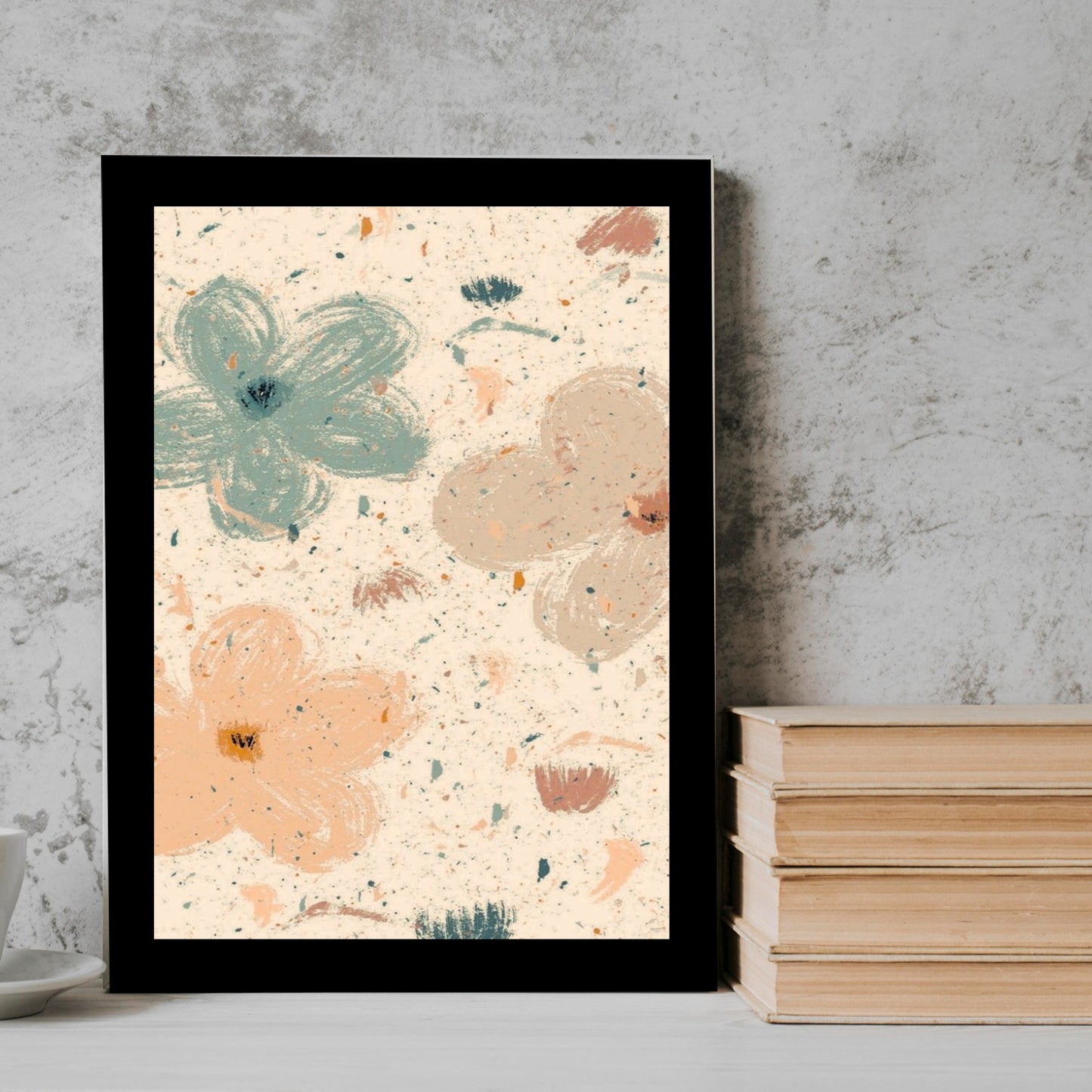 Flowers neutral abstract art Frame