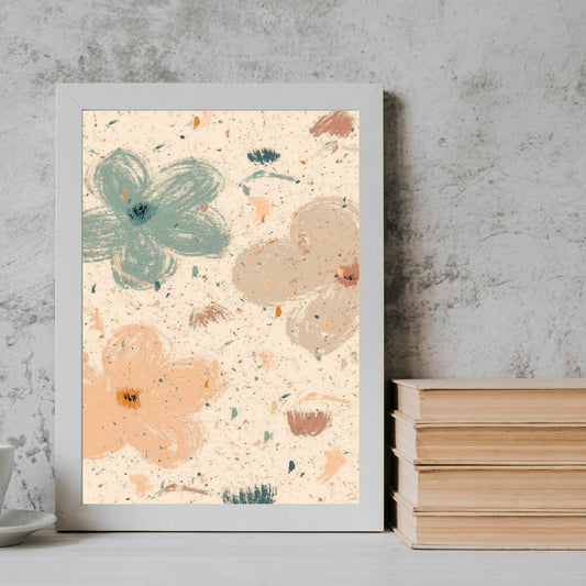 Flowers neutral abstract art Frame