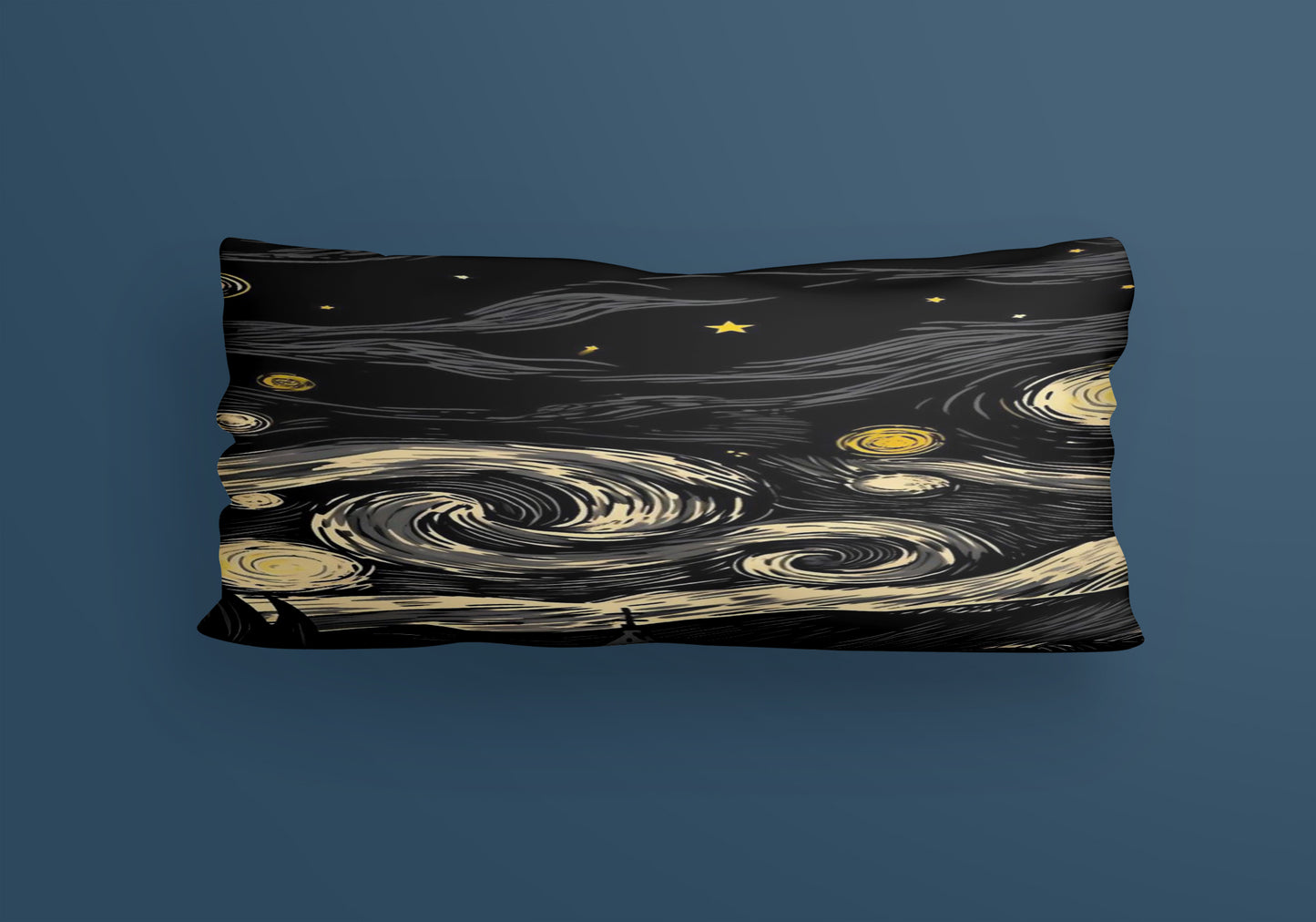 Starry Night Black Art Velvet Cushion