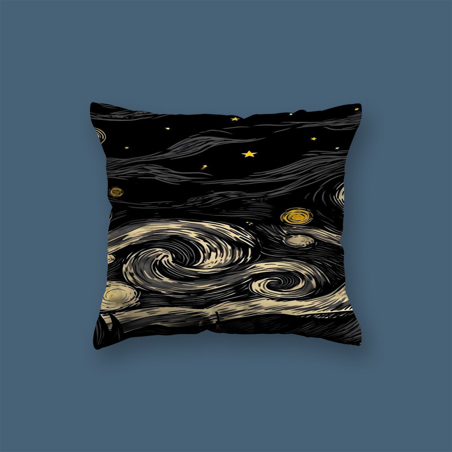 Starry Night Black Art Velvet Cushion