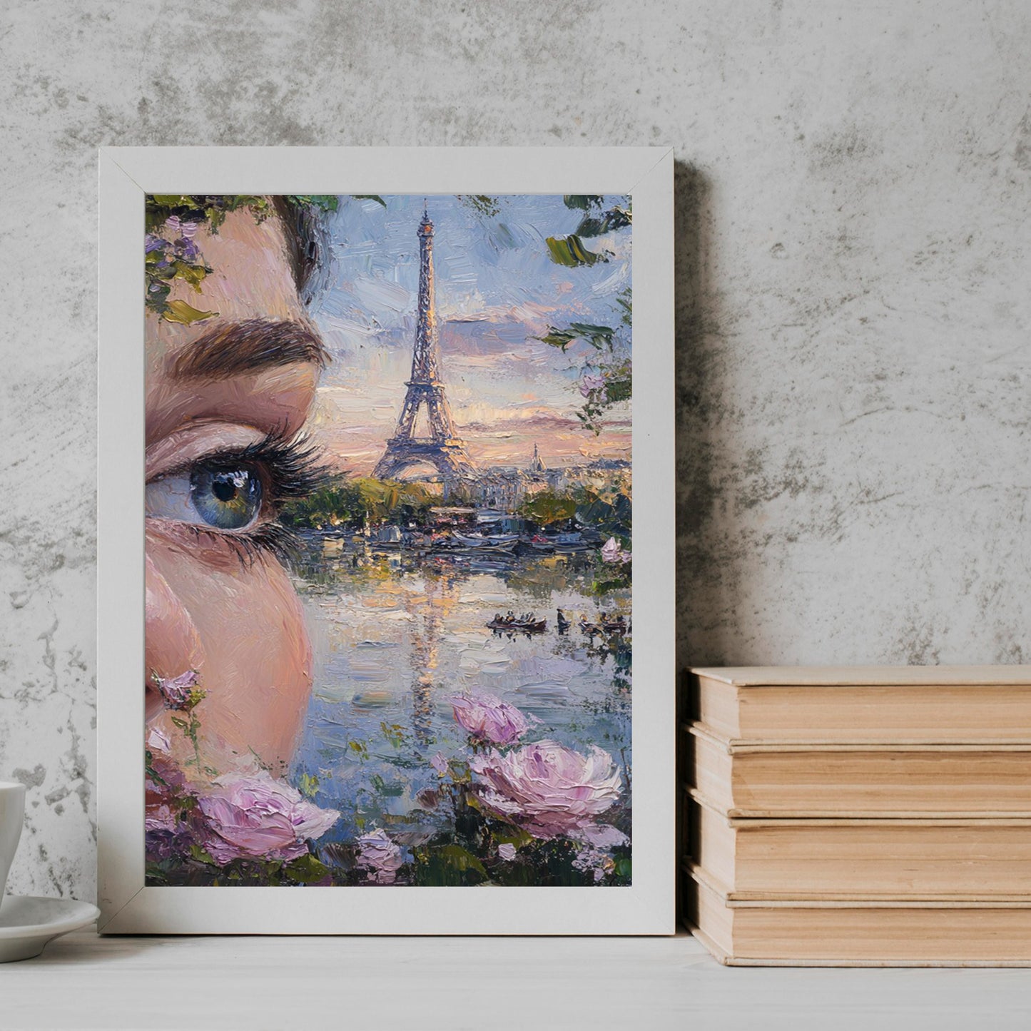 Eye Girl neutral abstract art Frame