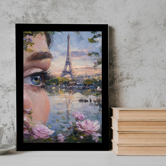 Eye Girl neutral abstract art Frame