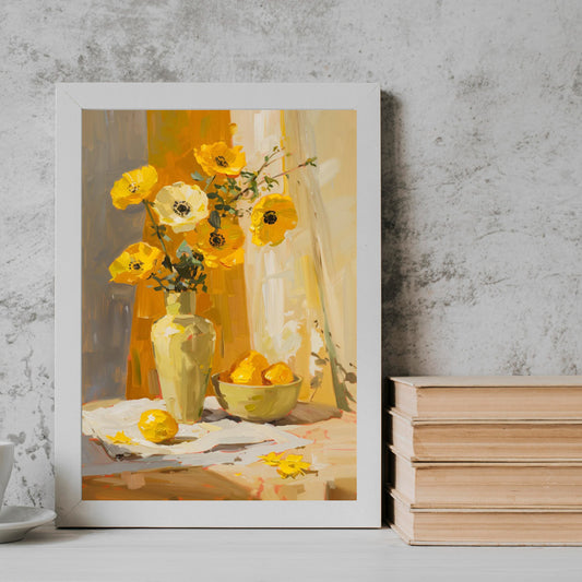 Flower Yellow neutral abstract art Frame