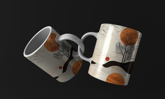 Sun Orange neutral abstract art Mug \