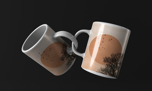 Tree Orange neutral abstract art Mug