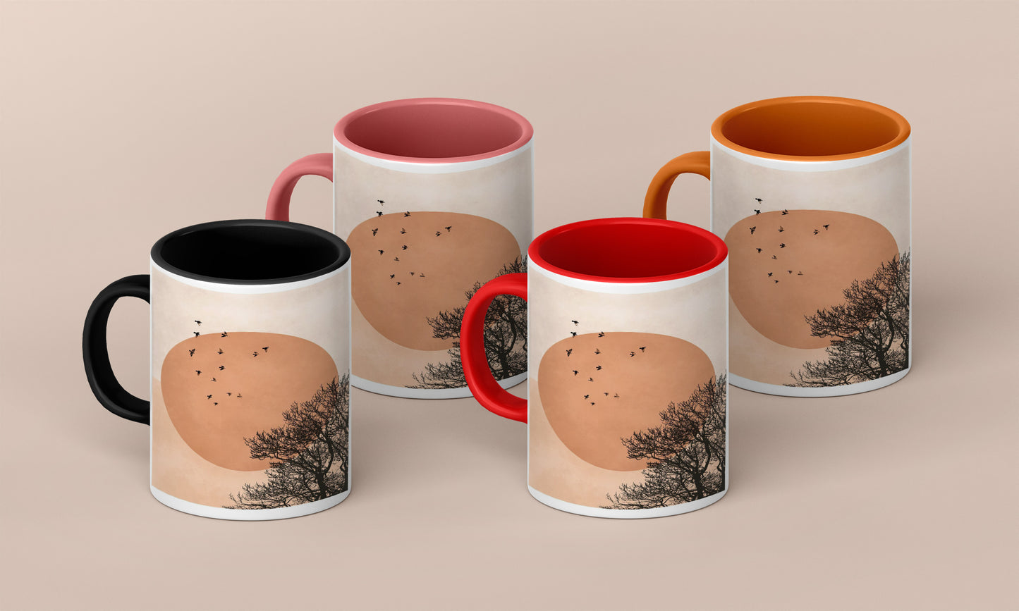 Tree Orange neutral abstract art Mug