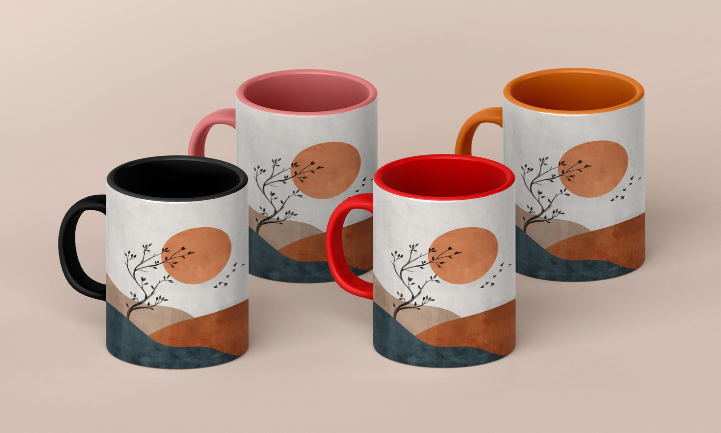 Sun Tree neutral abstract art Mug