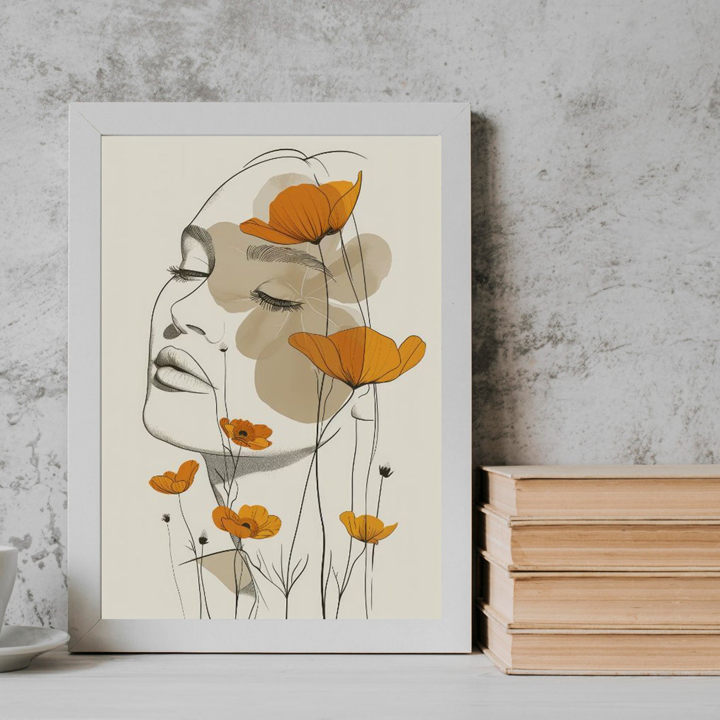 rose neutral abstract art Frame