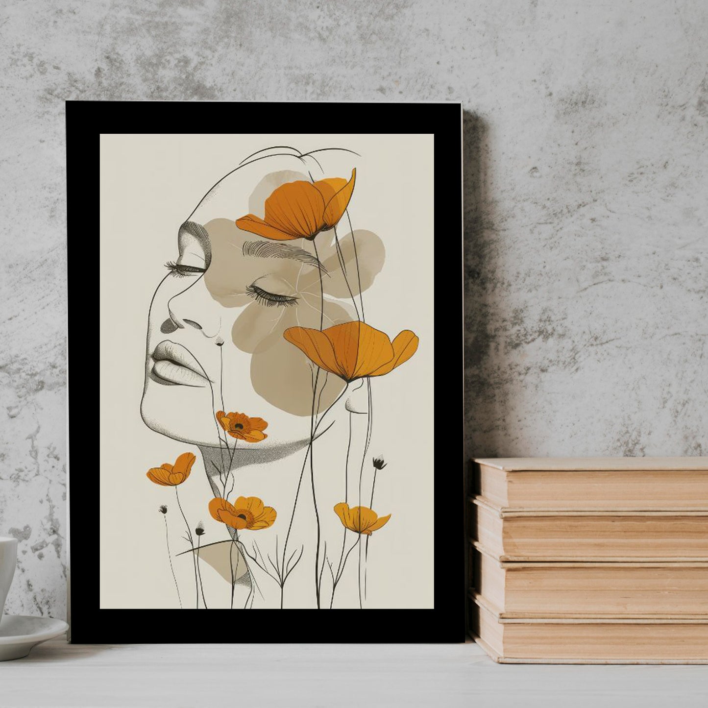 rose neutral abstract art Frame