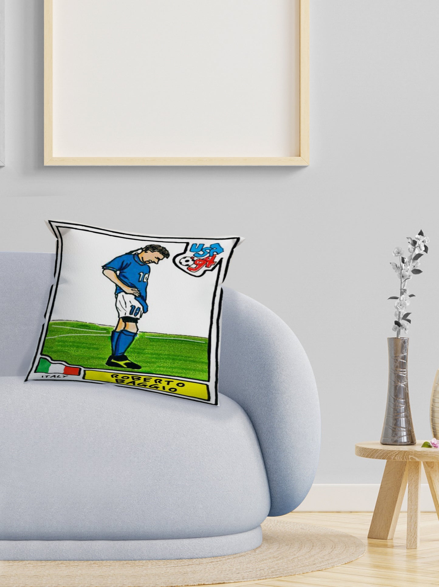 Roberto Baggio football player Velvet Cushion