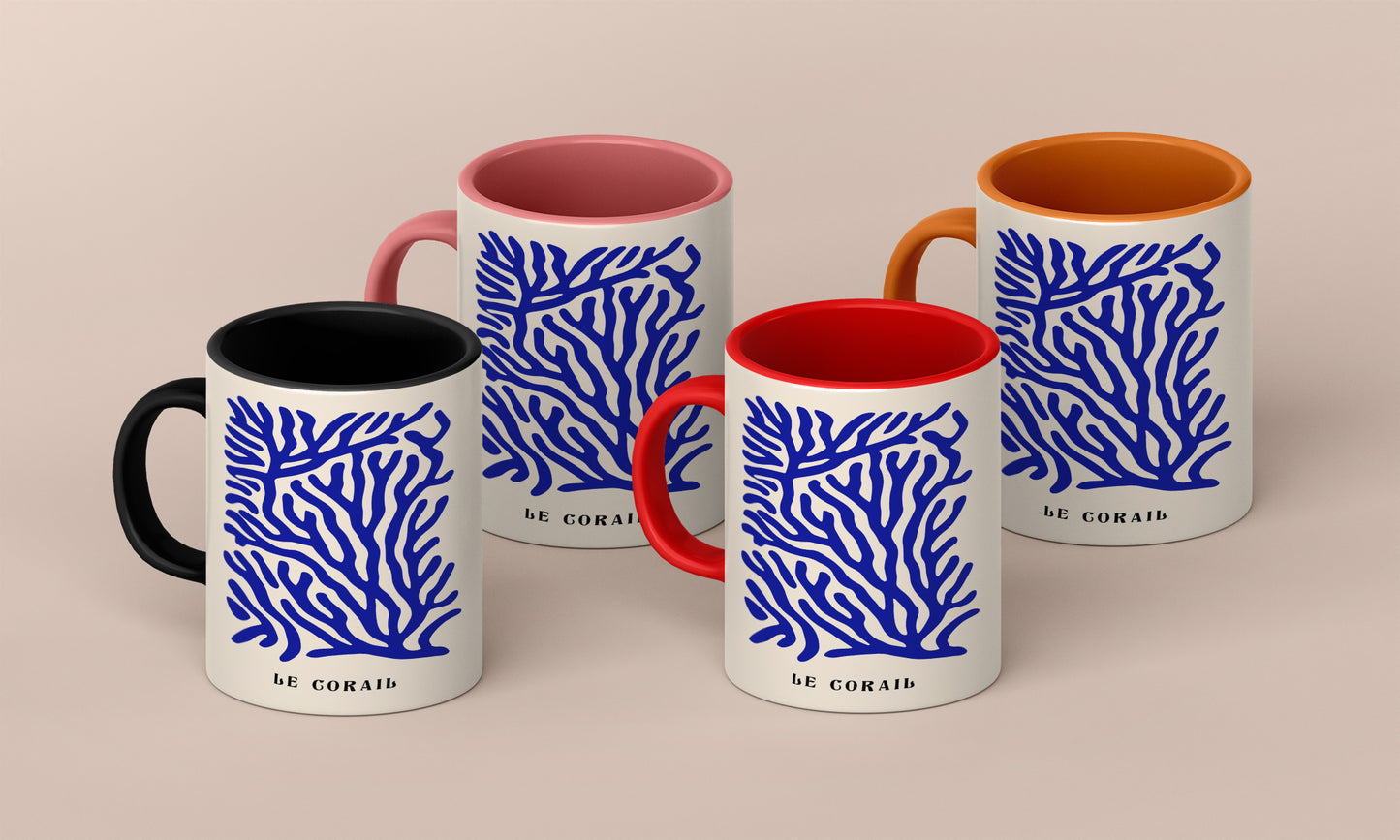 Tree Blue Orange Flower Mug