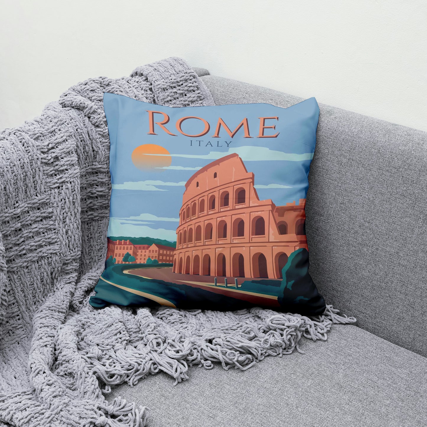 Rome Travel Velvet Cushion