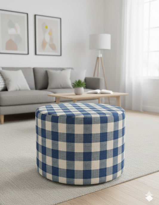 Blue Pattern Pouf