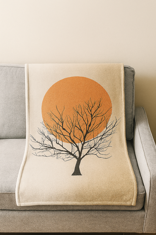 Tree Sun minimal arabic quotes Premium Throw Blanket