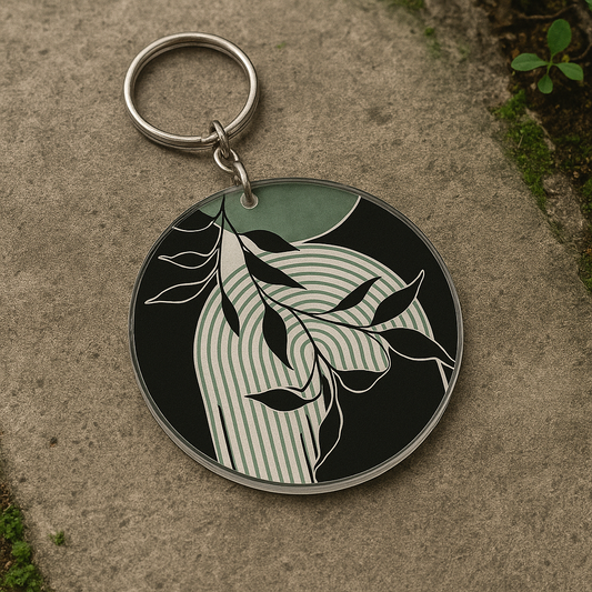 Tree Black neutral abstract art Keychains