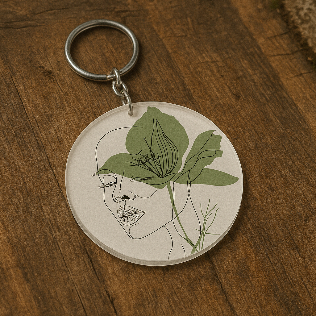Girl neutral abstract art Keychains