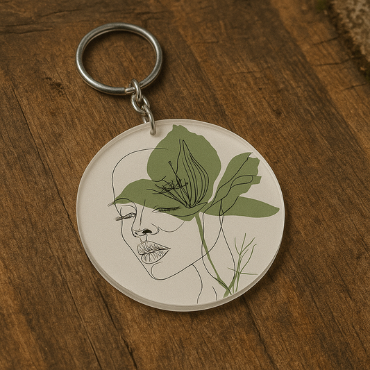 Girl neutral abstract art Keychains