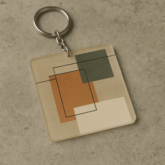 Shapes neutral abstract art Keychains