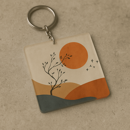 Sun neutral abstract art Keychains