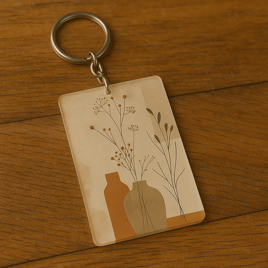 Vase neutral abstract art Keychains