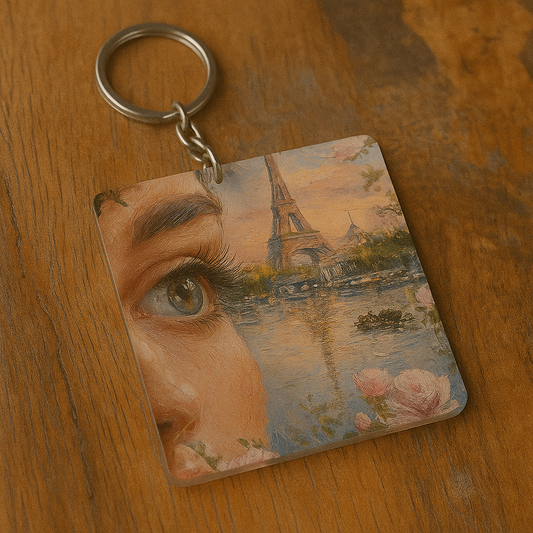 Girl neutral abstract art Keychains