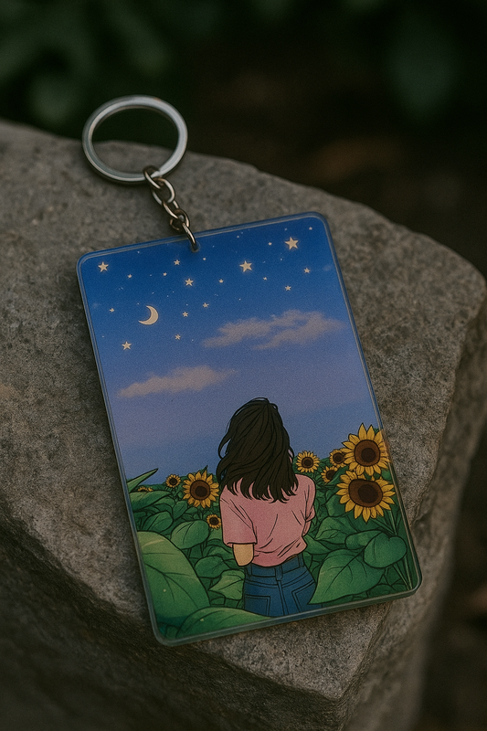 Moon Sunflower Girls Keychains