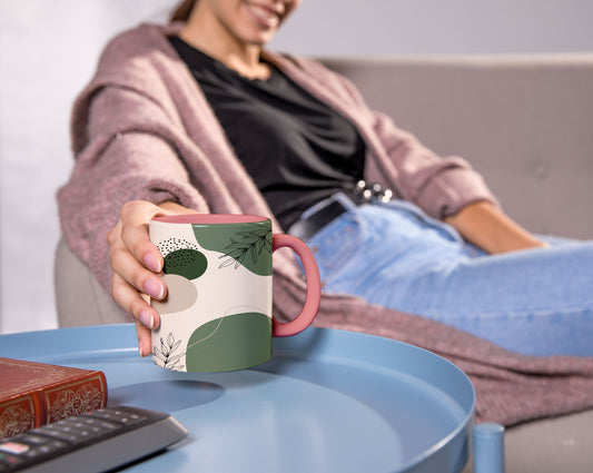 Green Flower neutral abstract art Mug