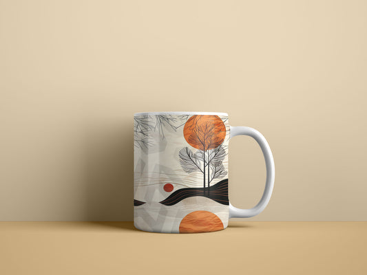 Sun Orange neutral abstract art Mug \