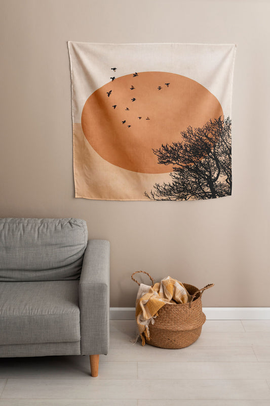 Sun Tree neutral abstract art typistry