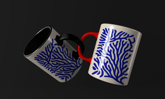 Tree Blue Orange Flower Mug
