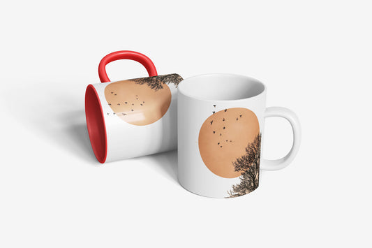 Sun Tree neutral abstract art Mug