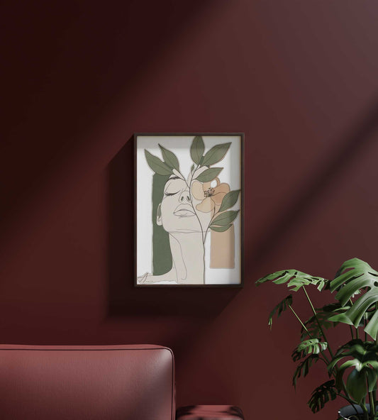 Girl Flower neutral abstract art Frame