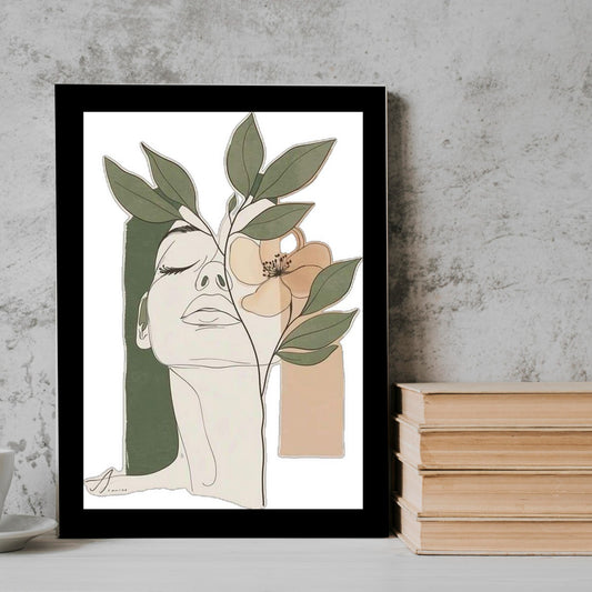 Girl Flower neutral abstract art Frame