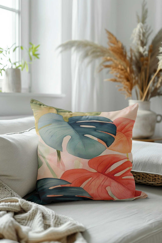 Flowers neutral abstract art Velvet Cushion