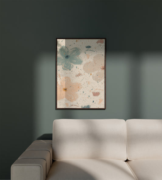 Flowers neutral abstract art Frame