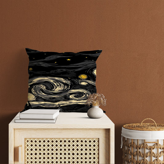 Starry Night Black  Art Velvet Cushion