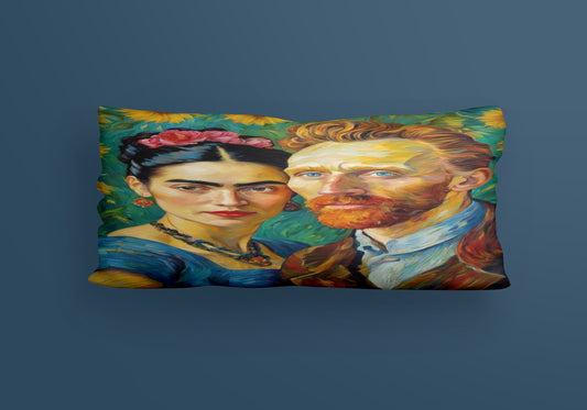 Vangogh And Wifh Black Art Velvet Cushion