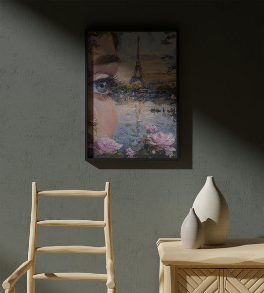 Eye Girl neutral abstract art Frame