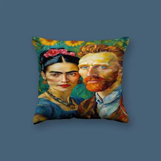 Vangogh And Wifh Black Art Velvet Cushion