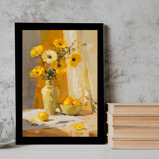 Flower Yellow neutral abstract art Frame