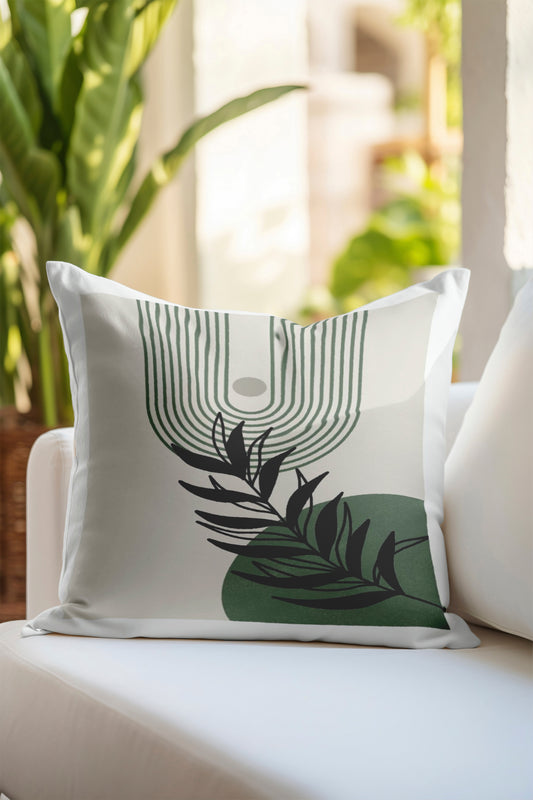 Tree Green neutral abstract art Velvet Cushion