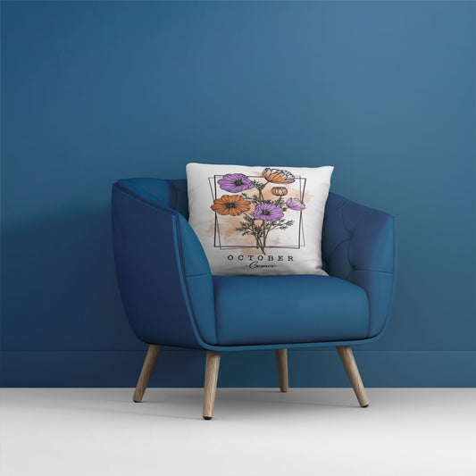 October Flower Velvet Cushion