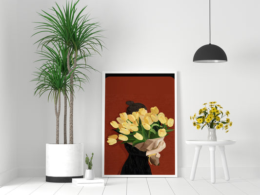 Rose bouquet girl Frame