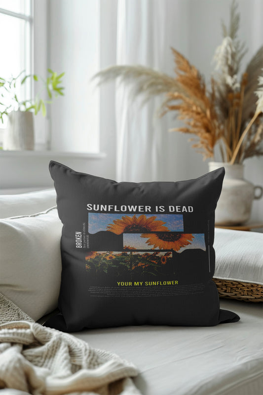 Sunflowr Black Art Velvet Cushion