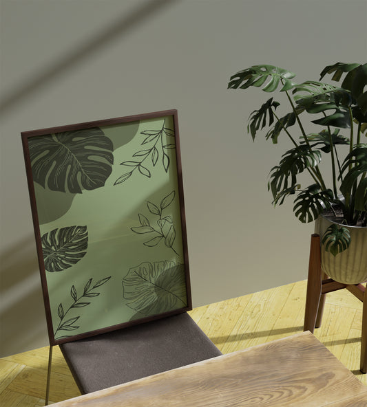 leaves neutral abstract art Frame