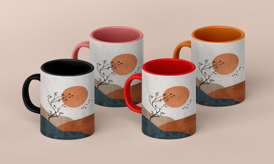 Sun Tree neutral abstract art Mug