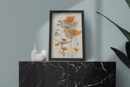 rose neutral abstract art Frame